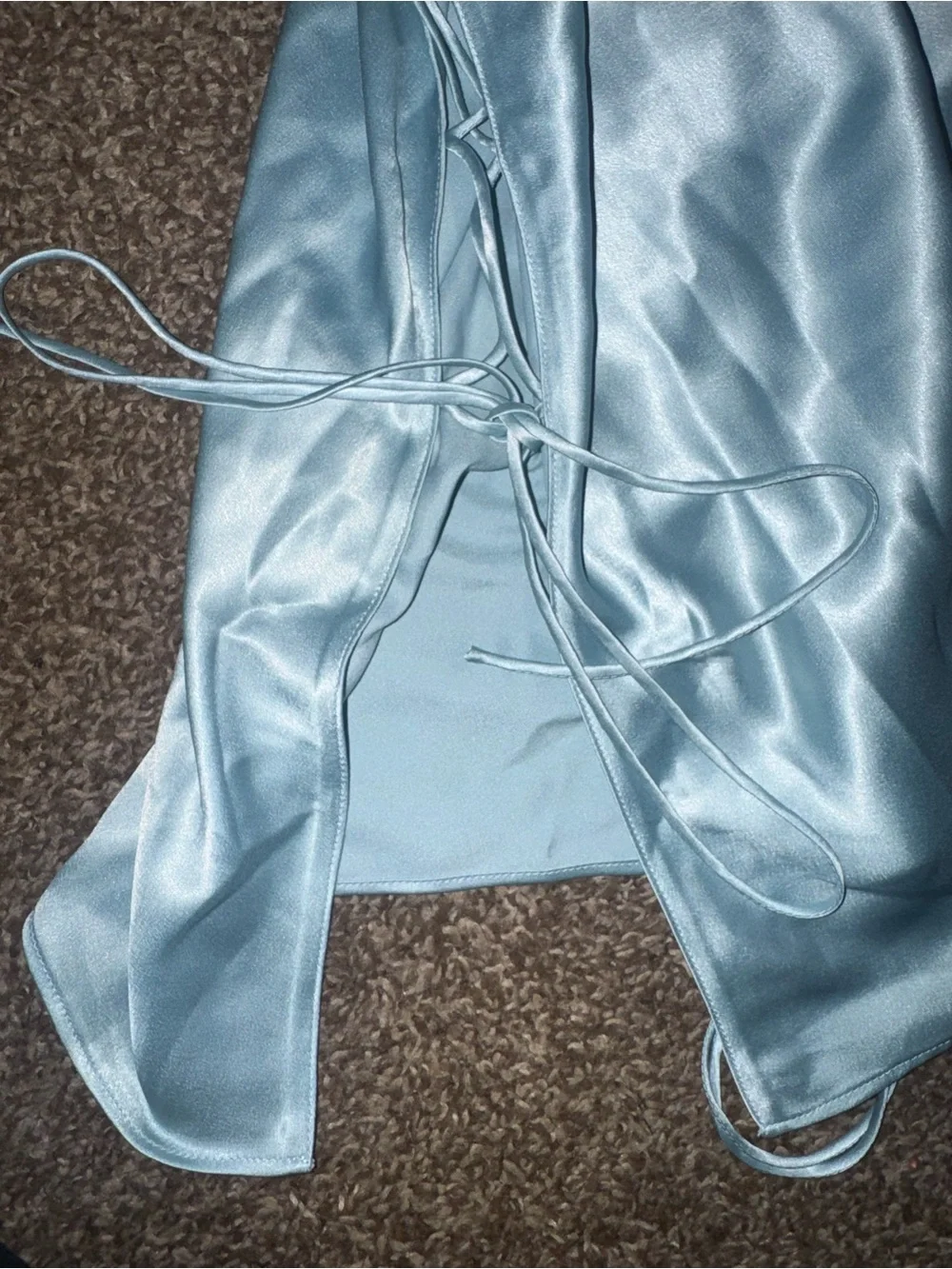 Victoria’s Secret Satin Slip Dress with Side Lace-Up Straps - Light Blue